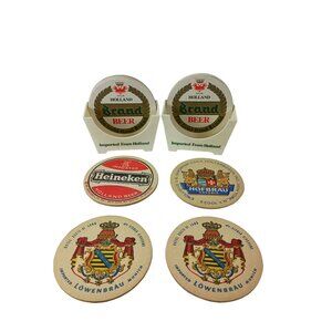 Vintage Holland Brand Beer Coaster Holders & Various Cardboard Coasters